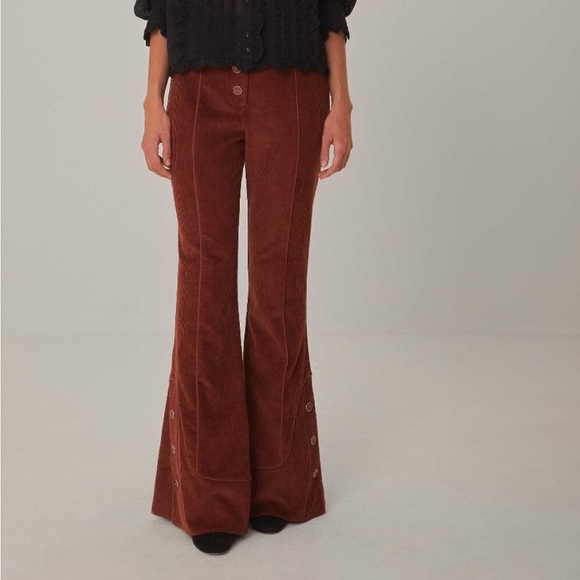 FARM Rio Rust Corduroy Flare Pants - Picture 1 of 10